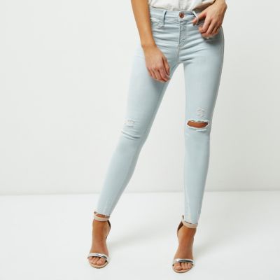 Light blue bleach distressed Molly jeggings